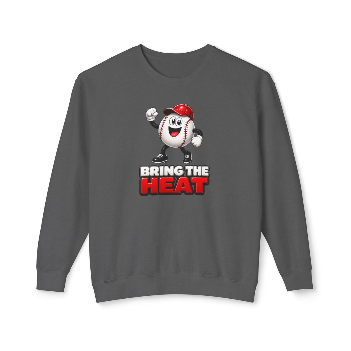 Unisex Adult 'Bring The Heat' Baseball Sweatshirt — Cute Mascot Crewneck for Fans