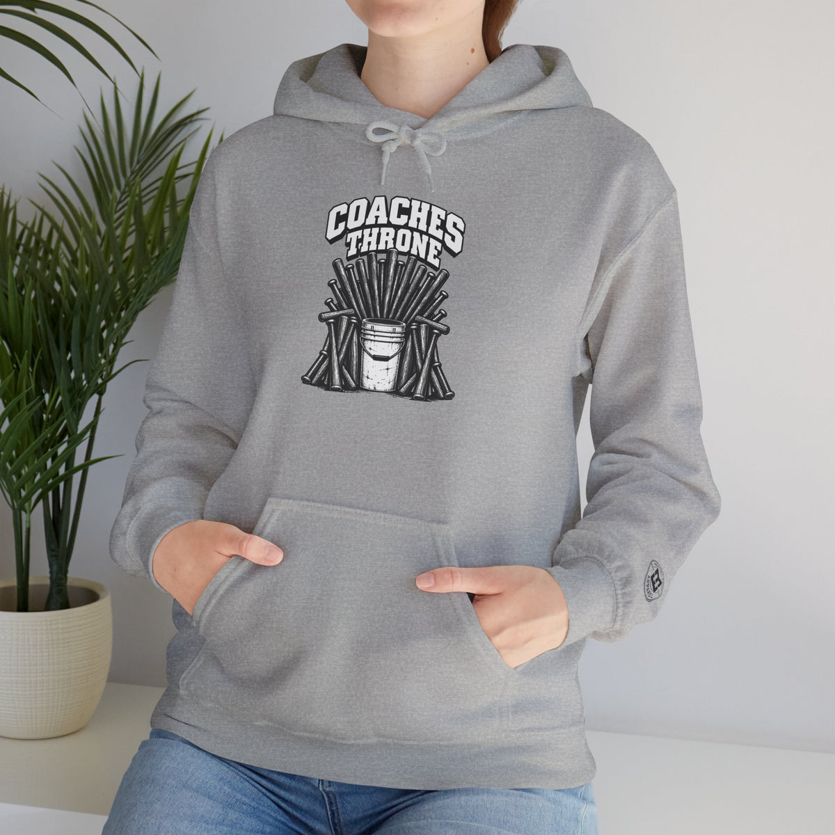 Coaches Throne Baseball Bucket Hoodie — Sports Coach Gift Pullover