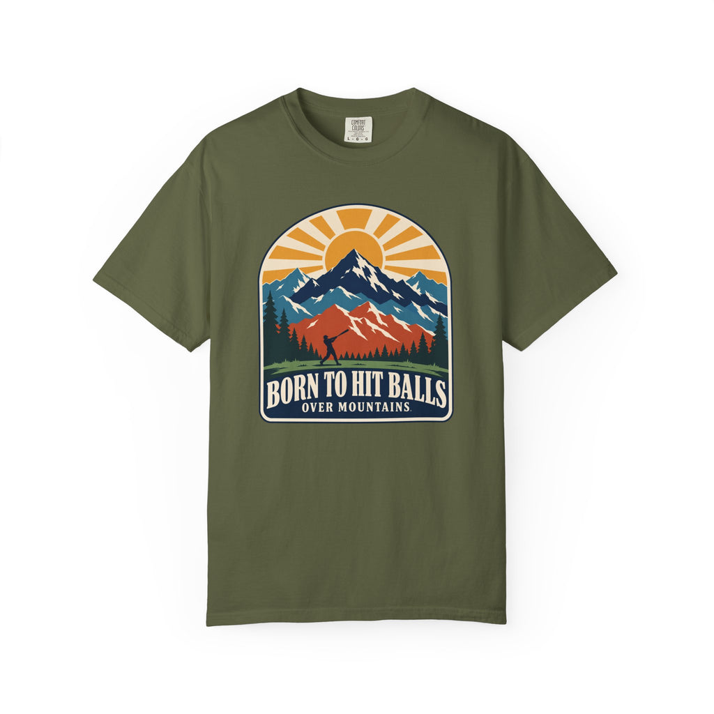 Born to Hit Balls Over Mountains T-Shirt — Unisex Vintage Mountain Comfort Colors Graphic Tee