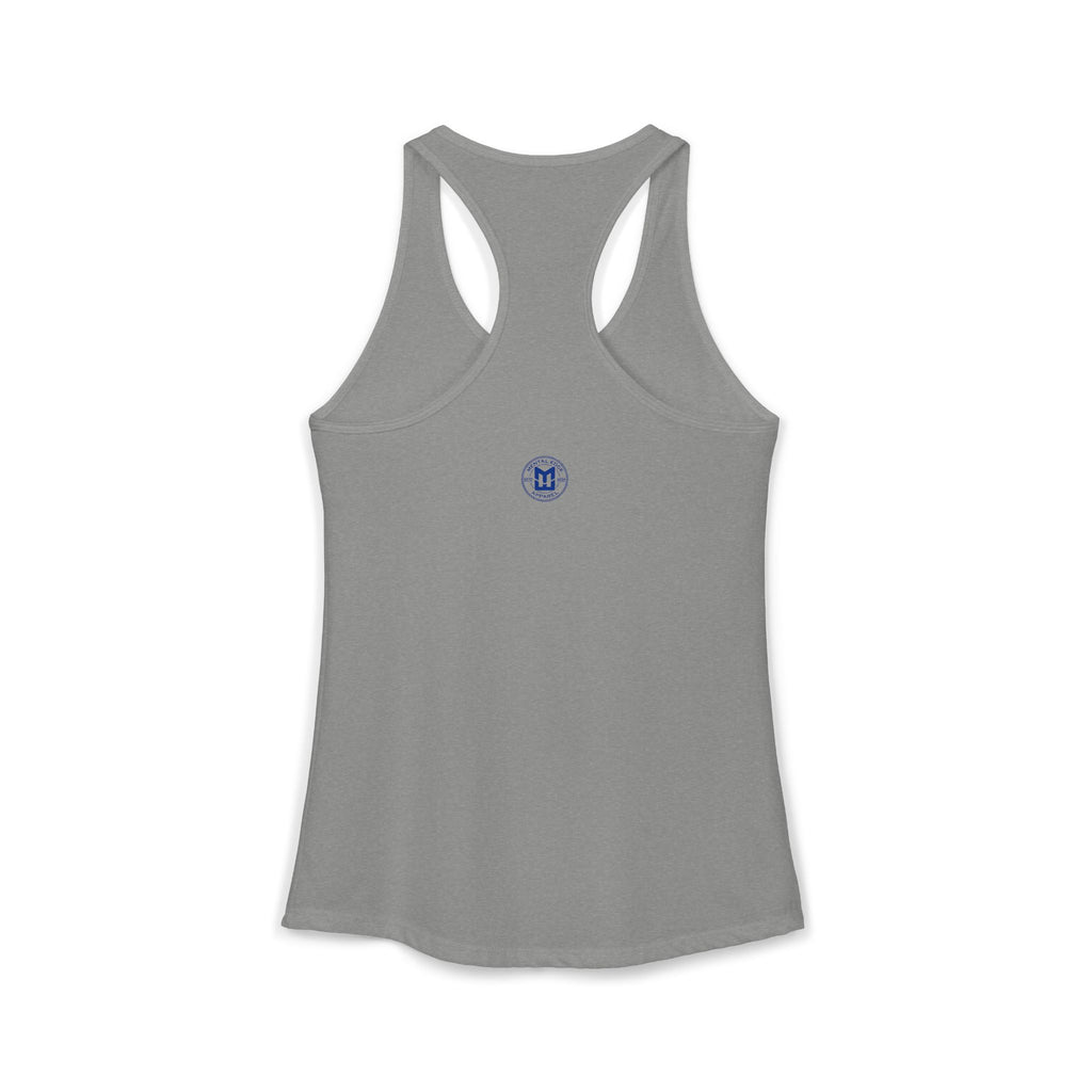 Relax He's 7 Baseball Mom Racerback Tank - Blue