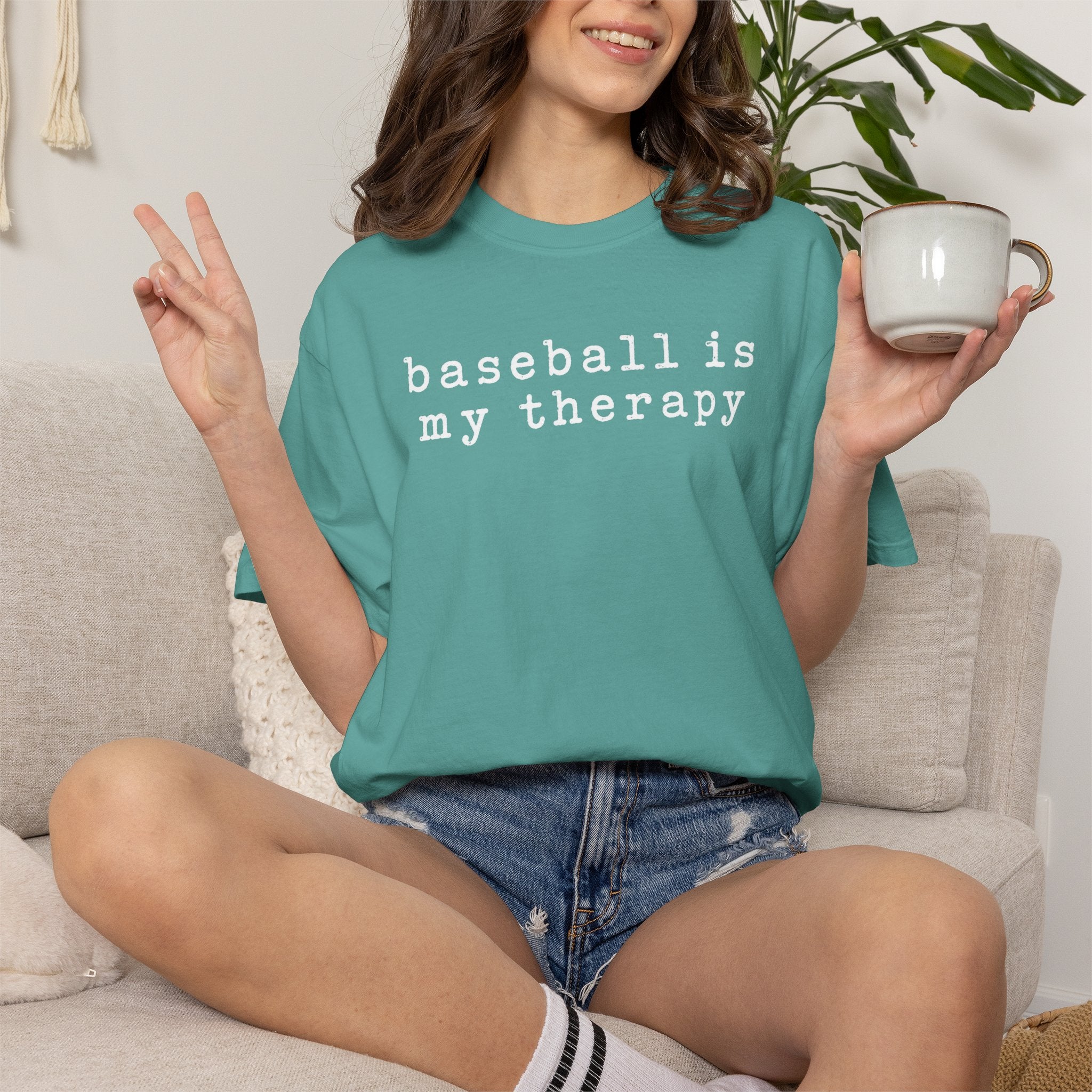 Adult Unisex "baseball is my therapy" Comfort Colors Garment-Dyed T-shirt
