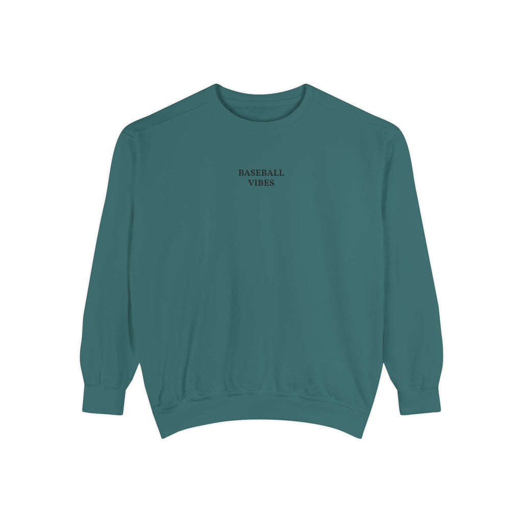 Baseball Vibes Sweatshirt — Minimalist White Crewneck
