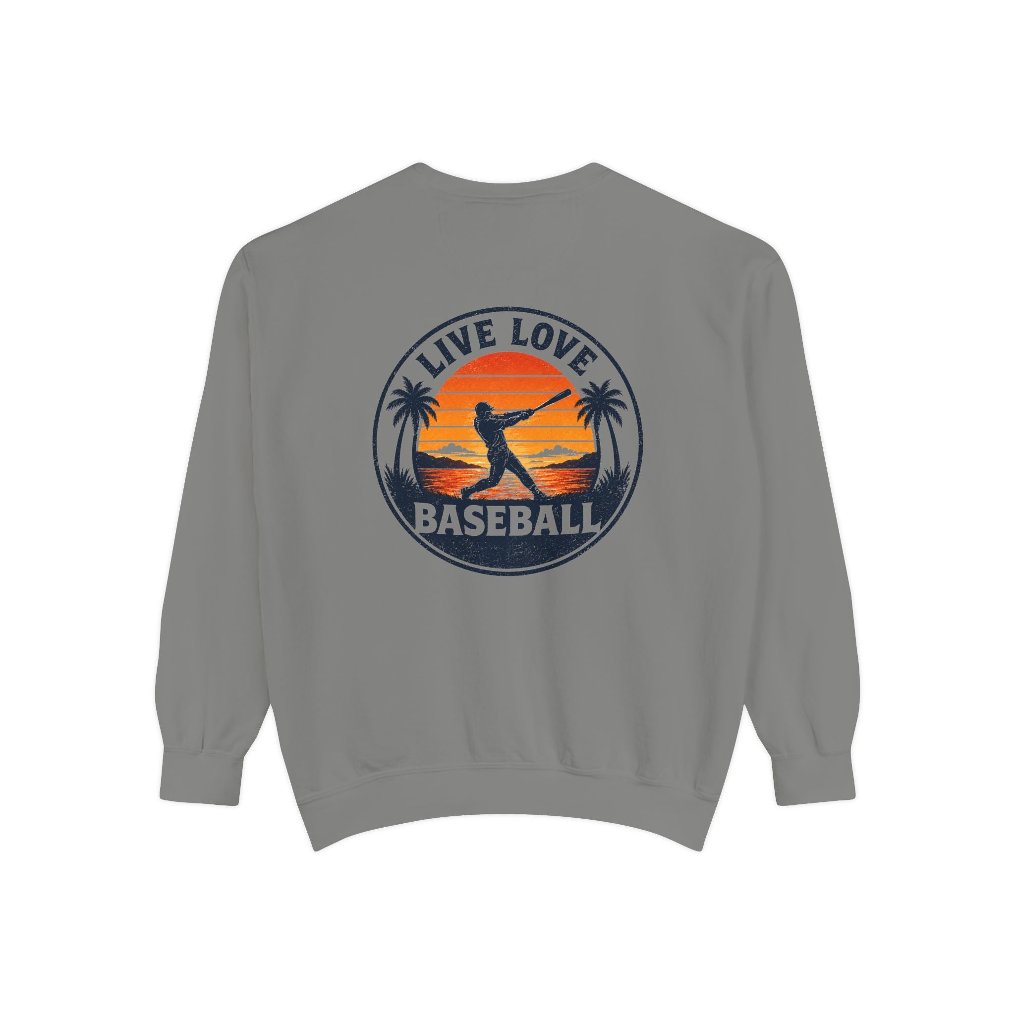 Baseball Sweatshirt — "Live Love Baseball" Vintage Sunset Crewneck Unisex