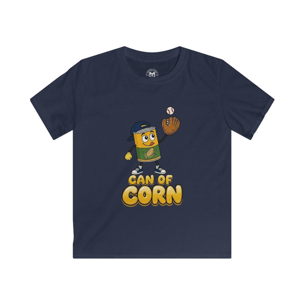 Kids Tee – 'Can of Corn' Baseball Corn Mascot Shirt for Children