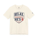 Relax...He's 8 Parents Baseball T-Shirt - Navy Red