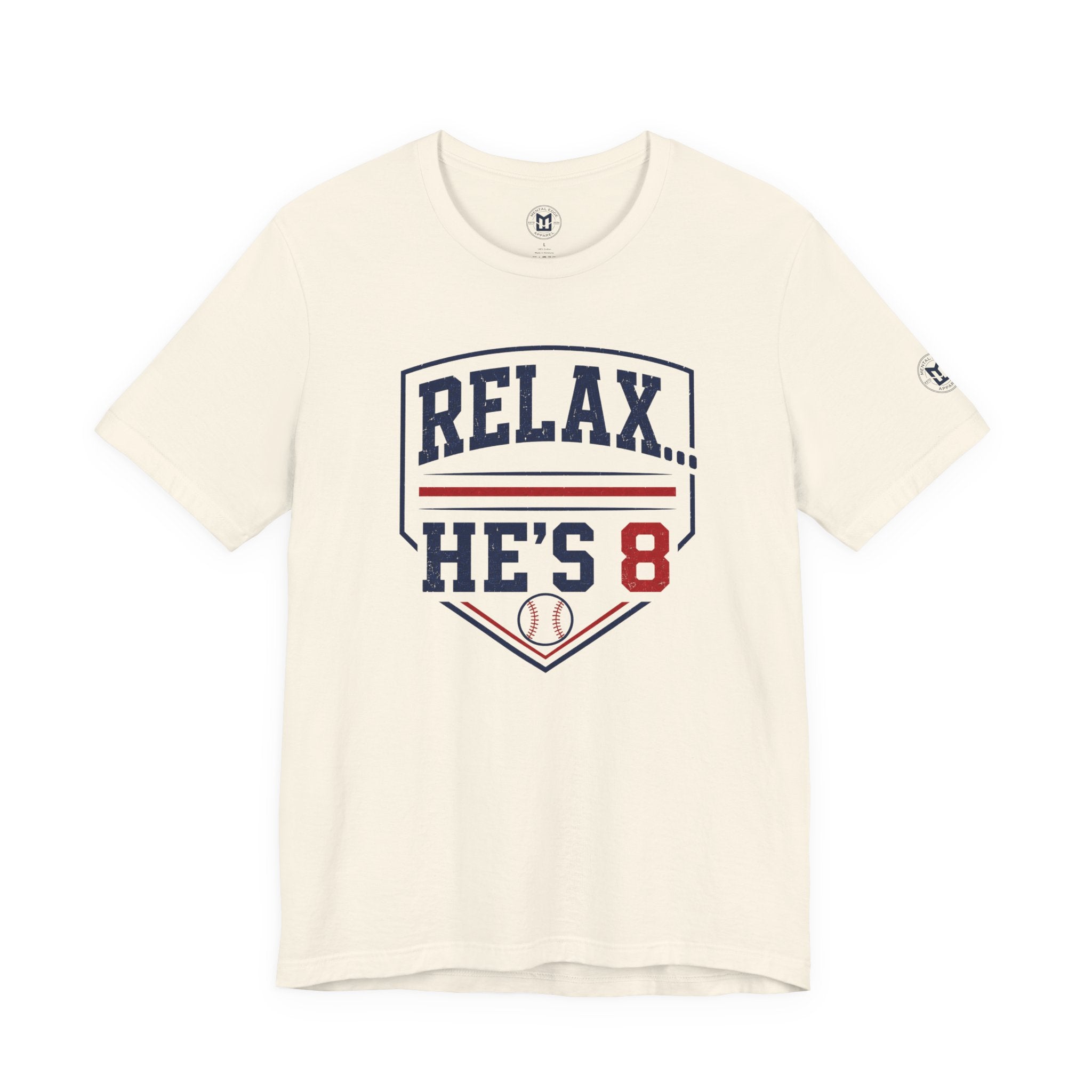 Relax...He's 8 Parents Baseball T-Shirt - Navy Red