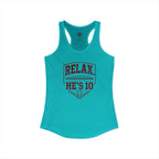 Relax He's 10 Baseball Moms Racerback Tank