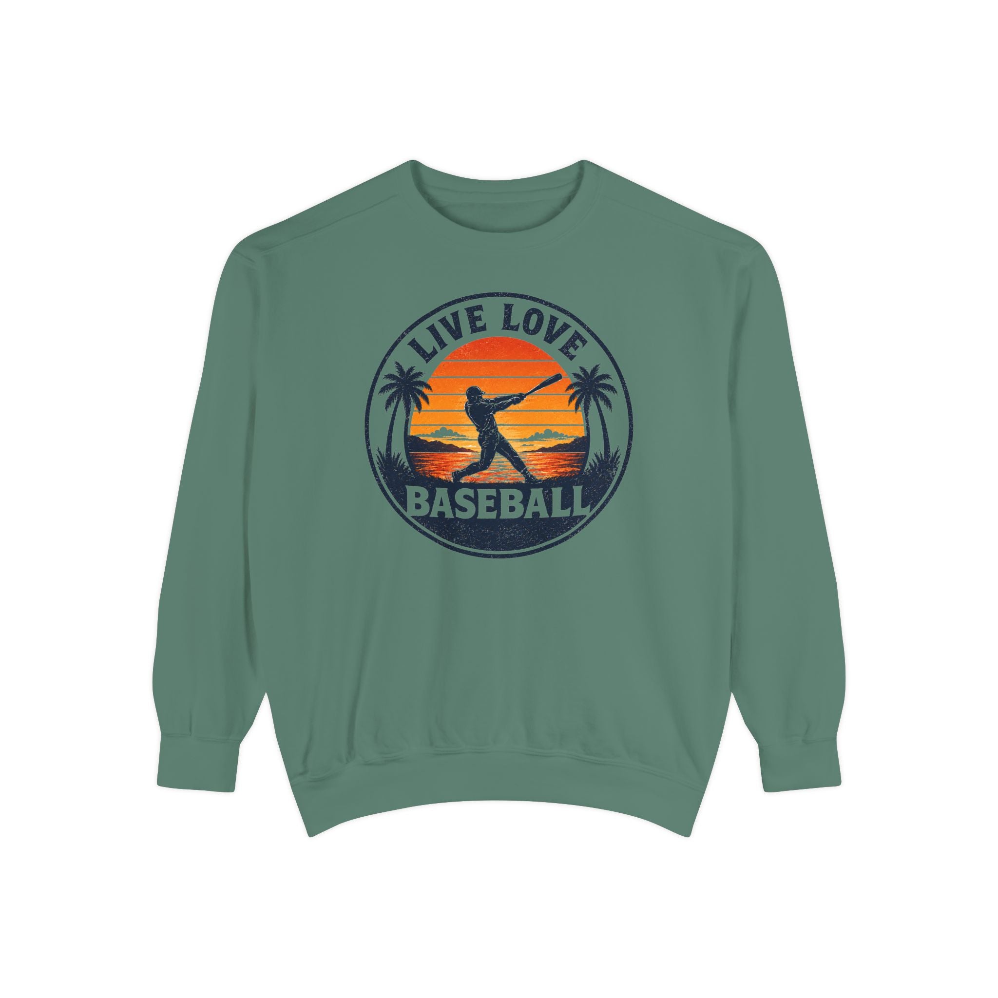 Baseball Unisex Sweatshirt - "Live Love Baseball" Vintage Sunset Crewneck