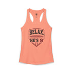 Relax He's 8 Baseball Mom Women's Ideal Racerback Tank