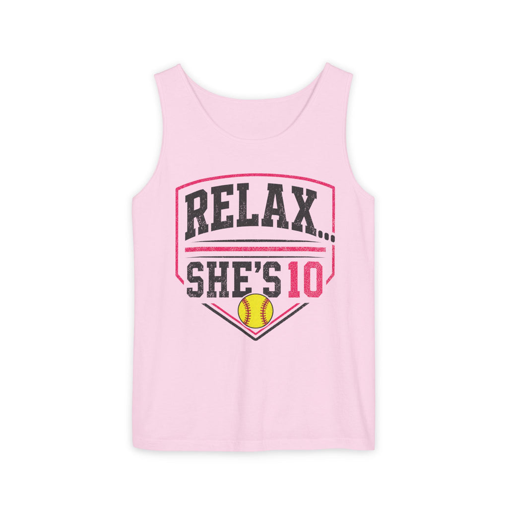 Relax She’s 10 Parent Softball Tank Top
