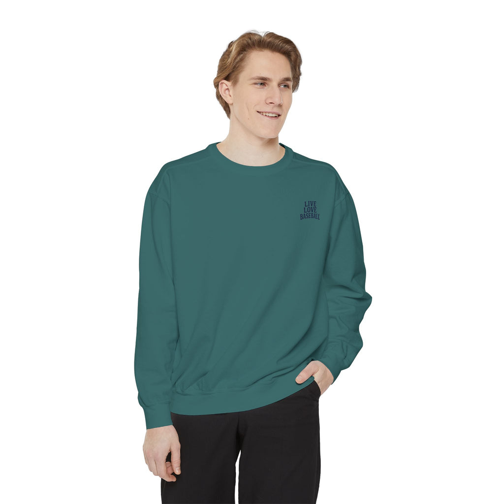 Baseball Sweatshirt — "Live Love Baseball" Vintage Sunset Crewneck Unisex