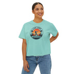 Live Love Baseball Women's Boxy Tee – Retro Sunset Palm Baseball Shirt