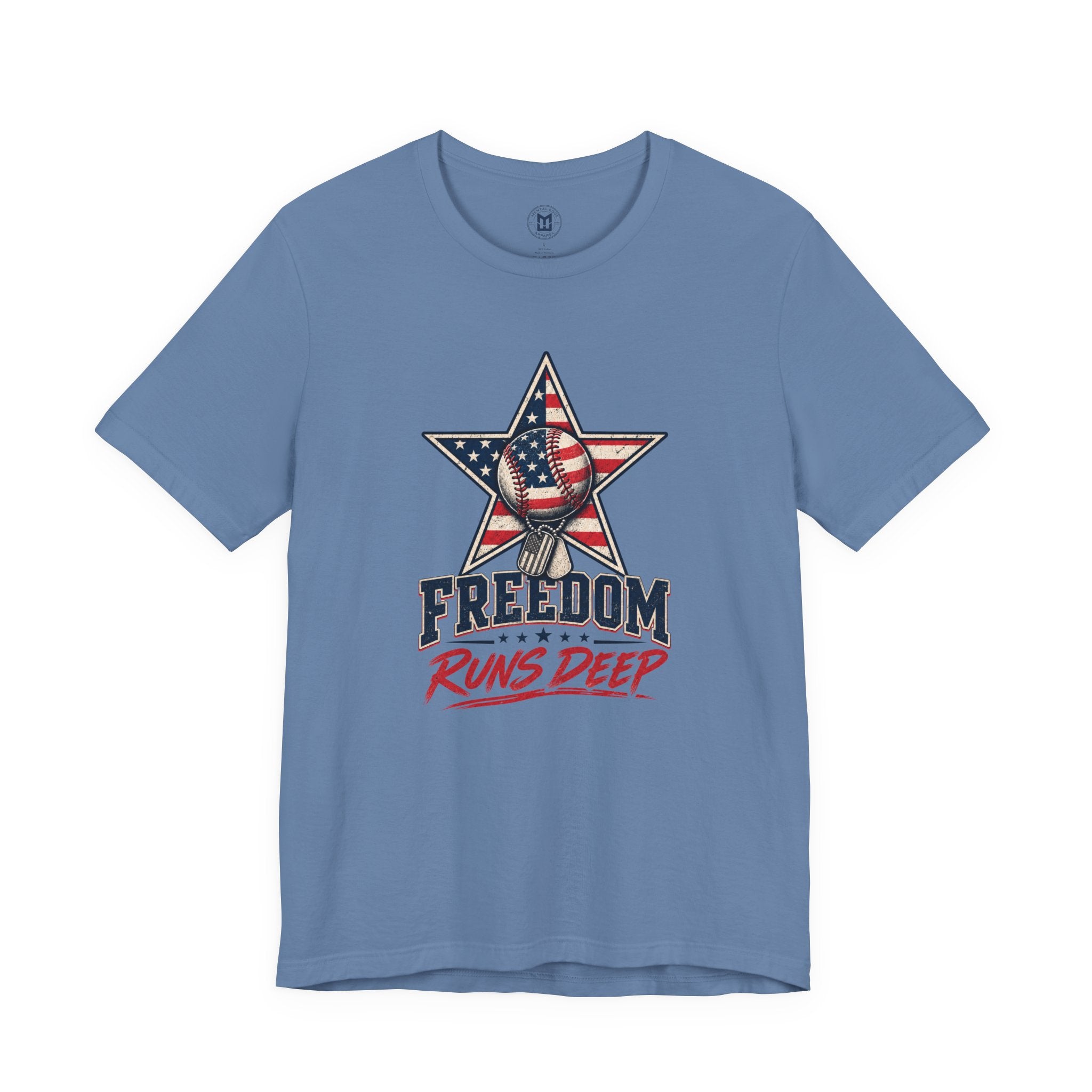 Freedom Runs Deep T-Shirt — American Flag Star Patriotic Tee