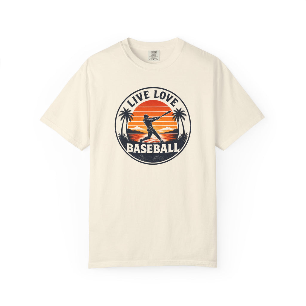 Live Love Baseball T-Shirt — Vintage Sunset Baseball Tee
