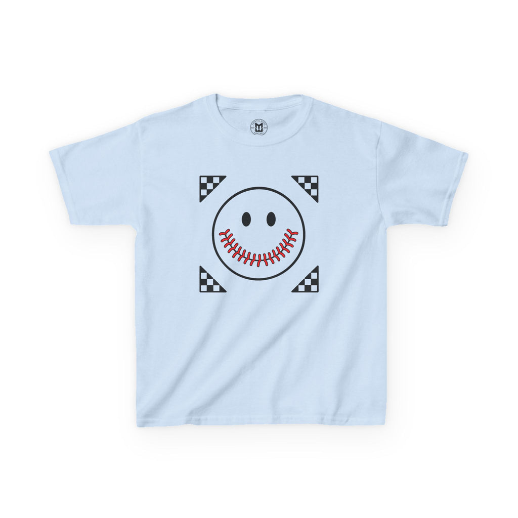 Kids T-Shirt — "Smily Baseball Seams Face" Baseball Tee