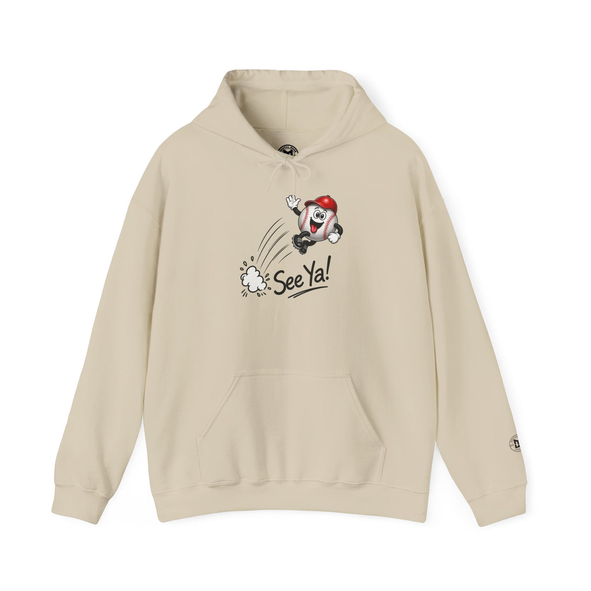 See Ya! Baseball Heater Character Hoodie — Retro Baseball Graphic Pullover
