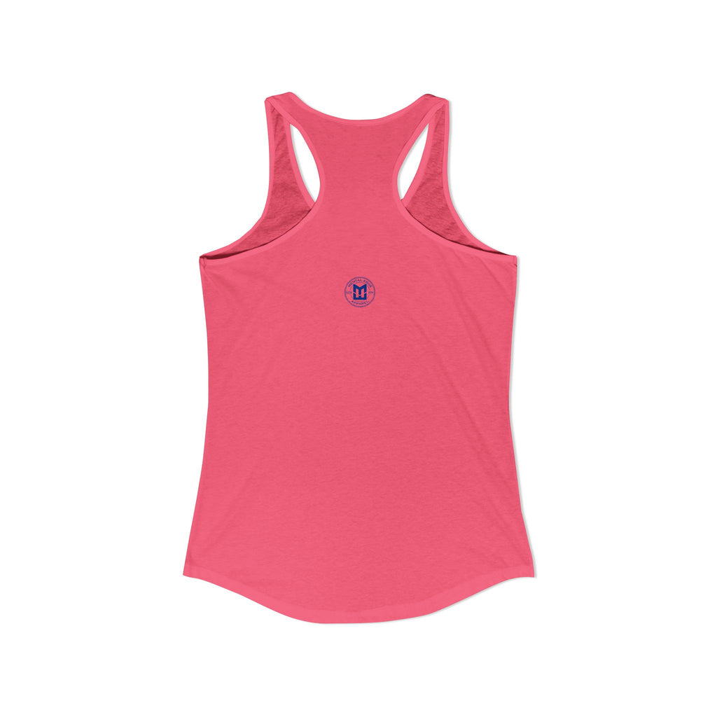 Relax He's 7 Baseball Mom Racerback Tank - Blue