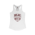 Relax He's 10 Baseball Moms Racerback Tank