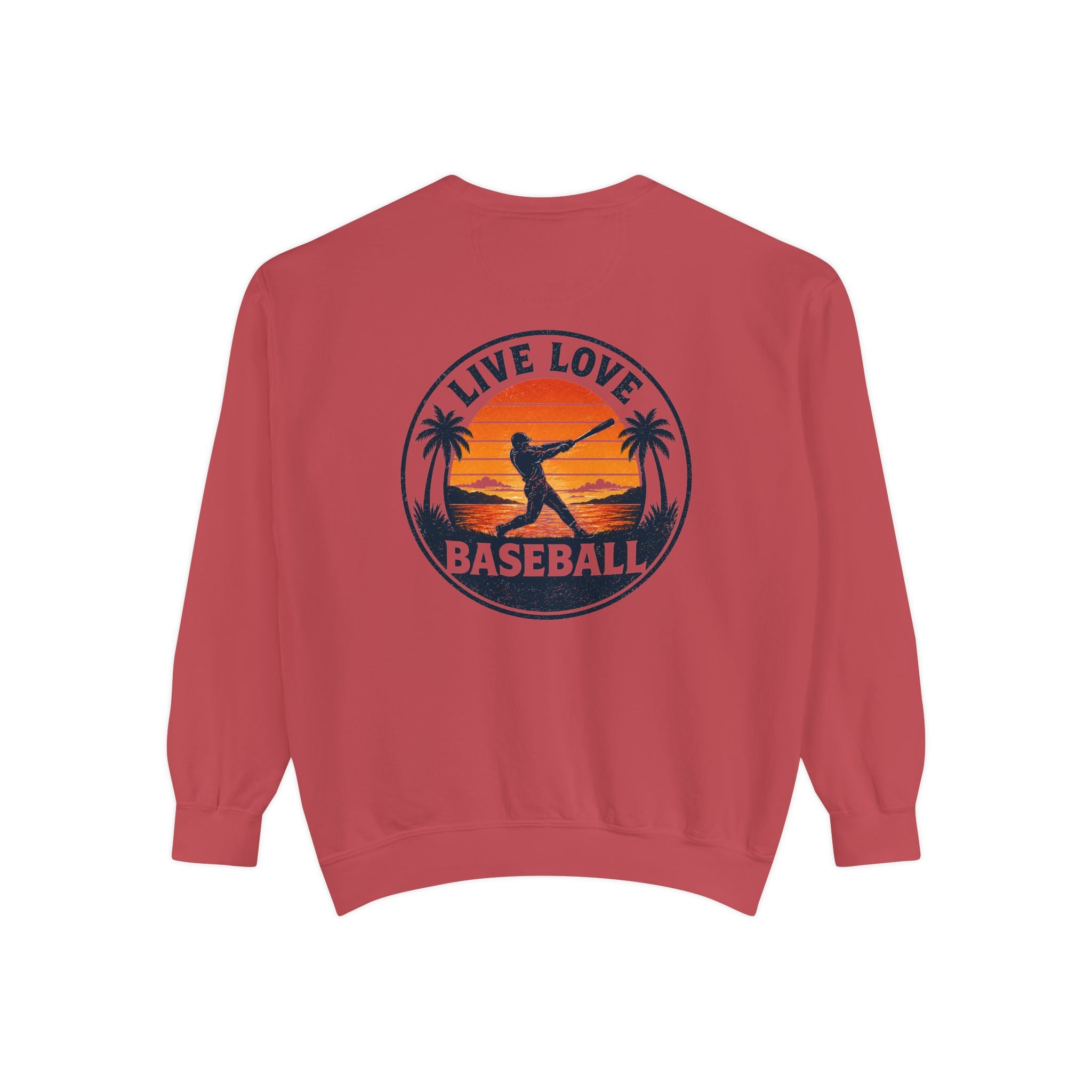 Baseball Sweatshirt — "Live Love Baseball" Vintage Sunset Crewneck Unisex
