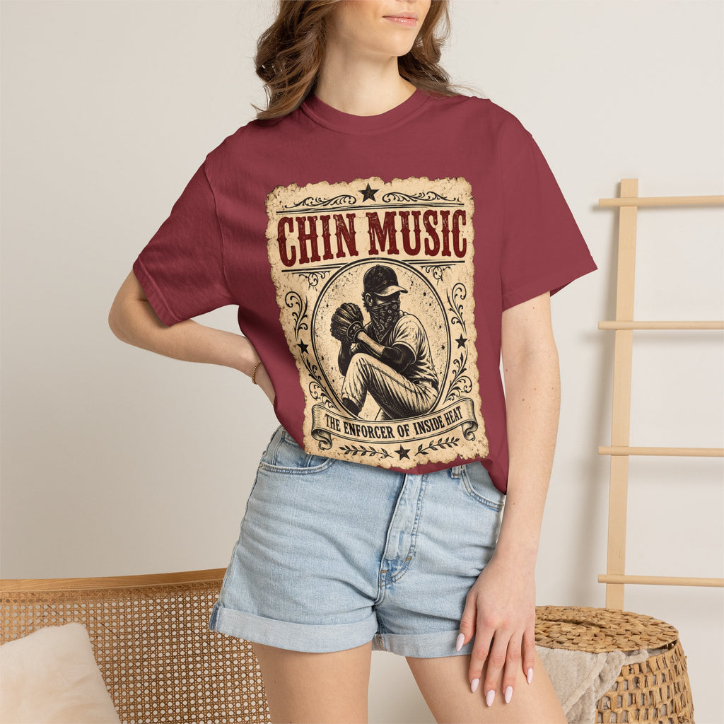Adult Unisex "Chin Music Enforcer of Heat" Baseball Pitchers Comfort Colors Garment-Dyed T-shirt