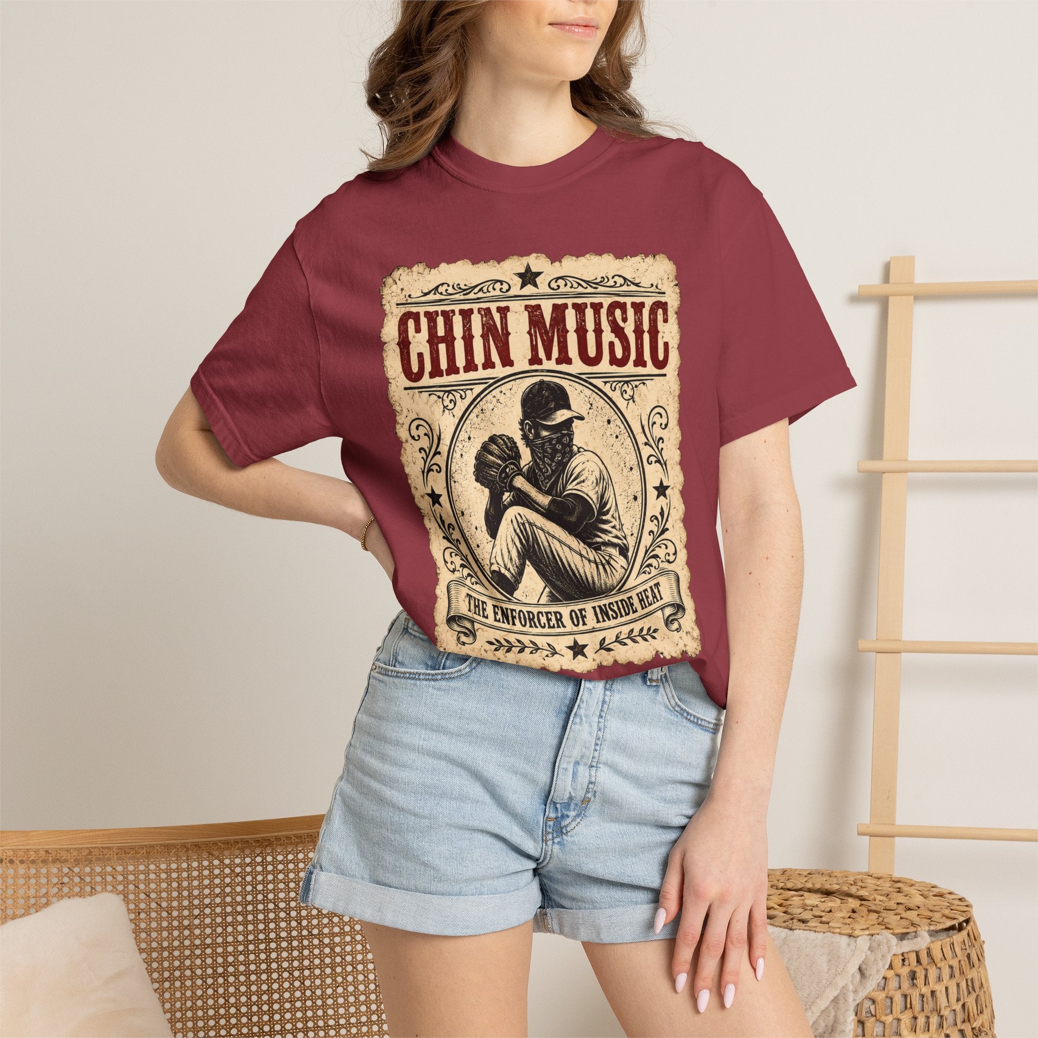 Adult Unisex "Chin Music Enforcer of Heat" Baseball Pitchers Comfort Colors Garment-Dyed T-shirt
