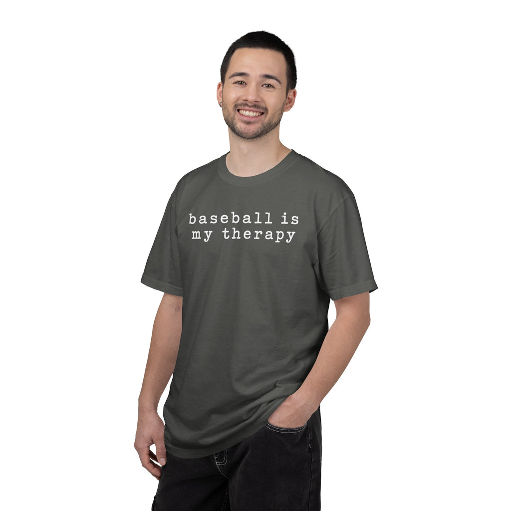Adult Unisex "baseball is my therapy" Comfort Colors Garment-Dyed T-shirt