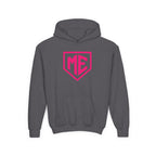 Youth Hoodie – 'ME' Pink Shield Front & "Mental Edge" Back Athletic Logo