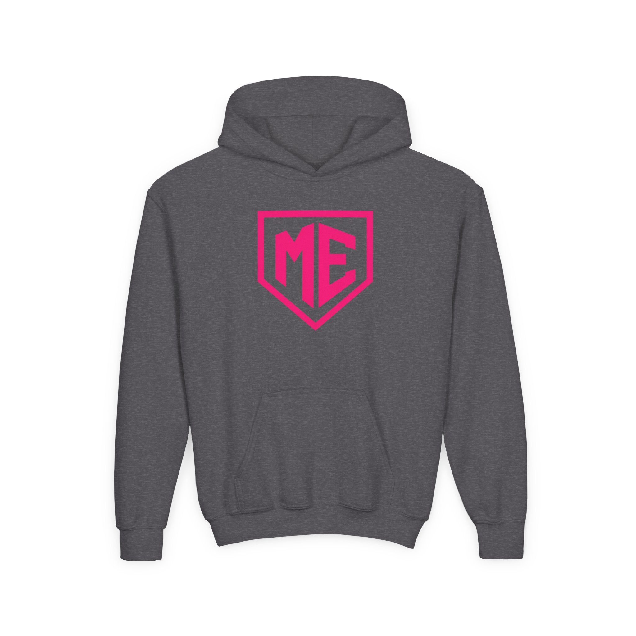 Youth Hoodie – 'ME' Pink Shield Front & "Mental Edge" Back Athletic Logo