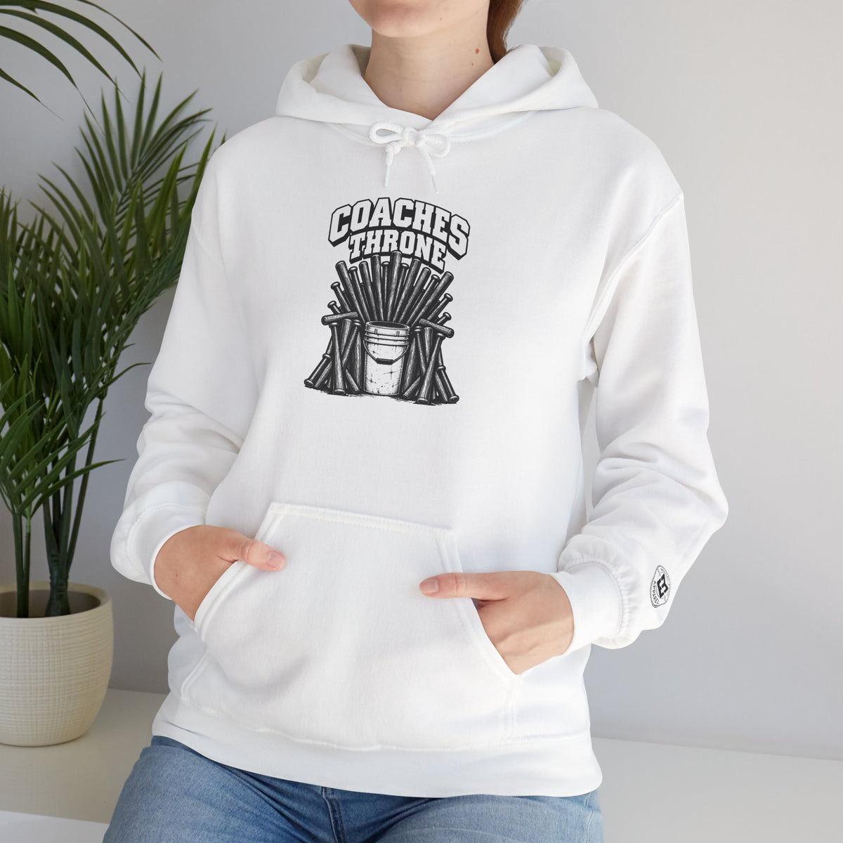 Coaches Throne Baseball Bucket Hoodie — Sports Coach Gift Pullover
