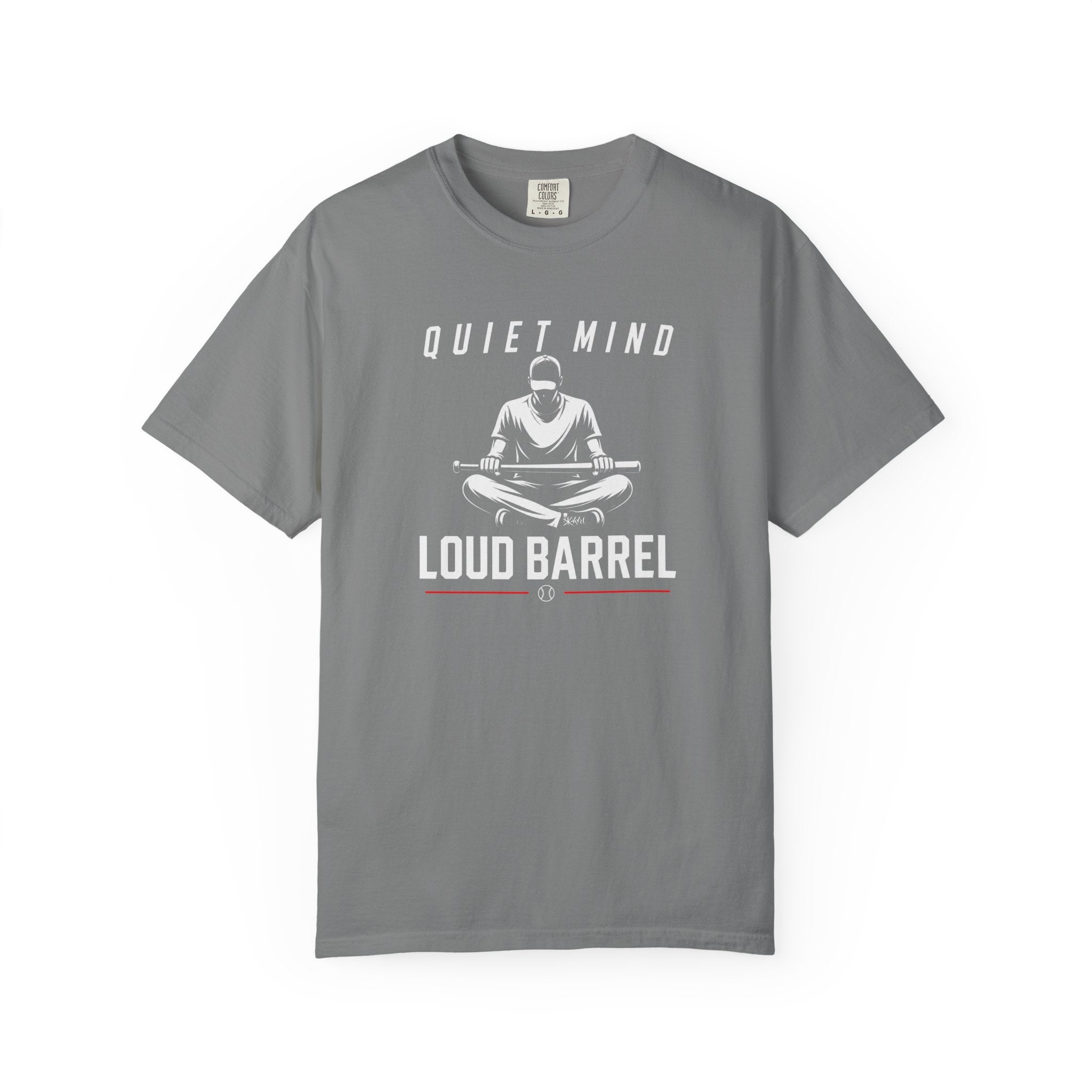 Quiet Mind Loud Barrel T-Shirt — Meditation Baseball Graphic Tee