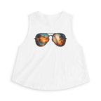 Baseball & Beach Sunglasses Crop Top — Summer Sunset Sports Graphic