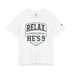 Relax He’s 9 Baseball Parent Tee — Hunter Green