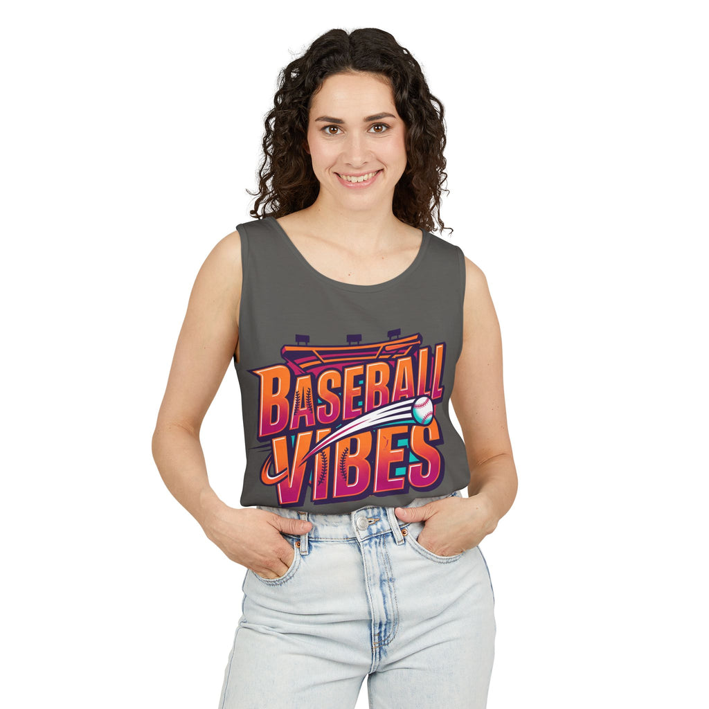 Baseball Vibes Tank Top — Retro Stadium Graphic Baseball Tee