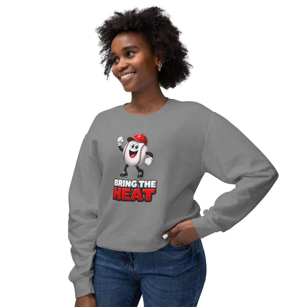 Unisex Adult 'Bring The Heat' Baseball Sweatshirt — Cute Mascot Crewneck for Fans