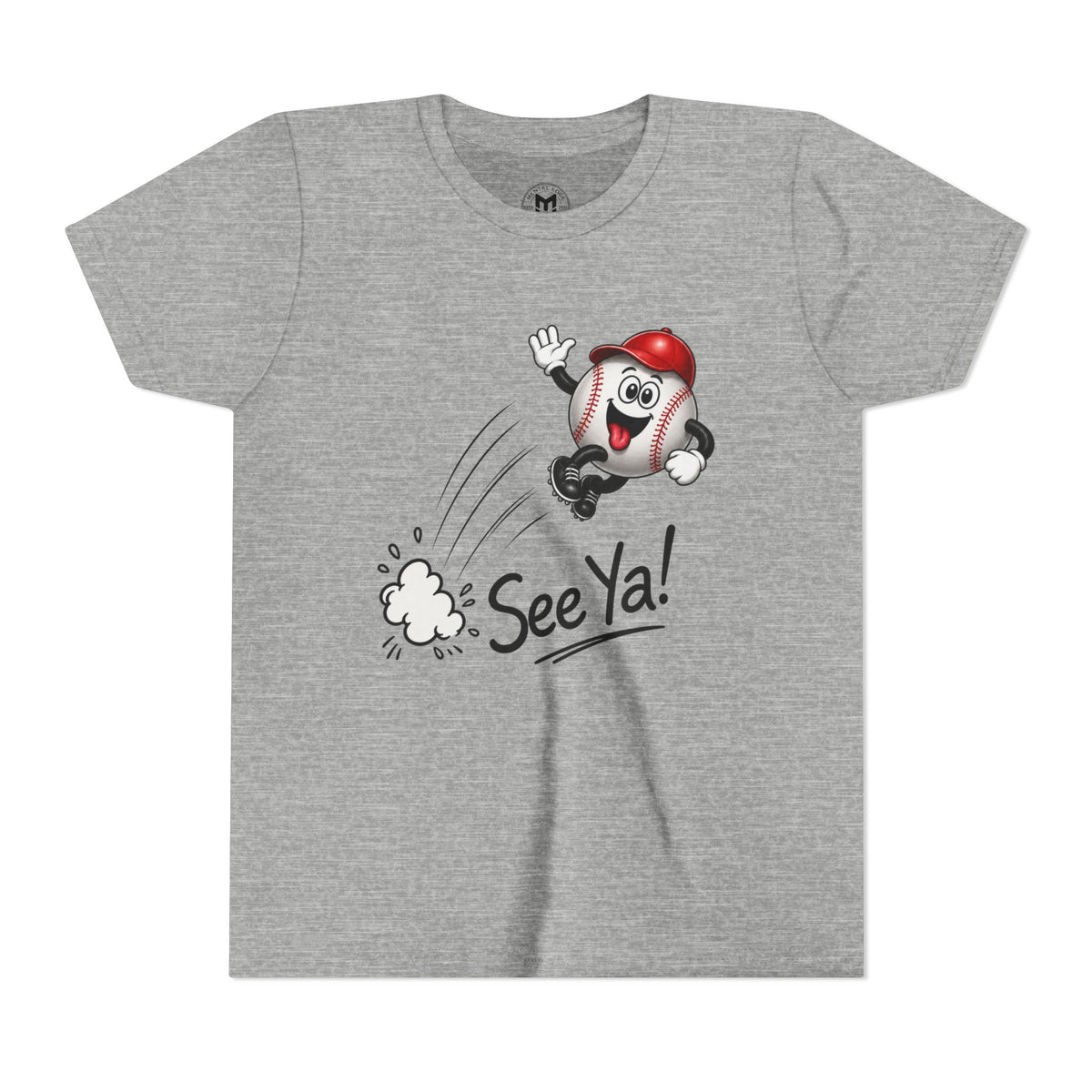 Youth Baseball Tee - 'See Ya!' Cartoon Pitching Ball Graphic