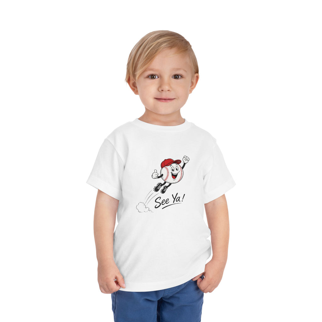 Toddler Tee — Retro Baseball Character "See Ya!" Graphic