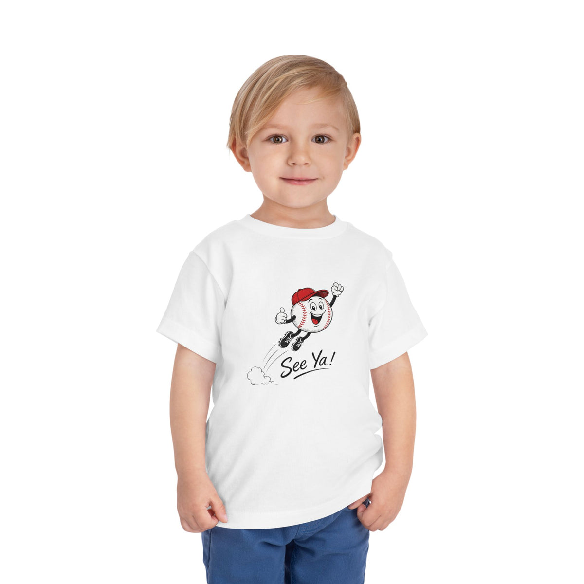 Toddler Tee — Retro Baseball Character "See Ya!" Graphic