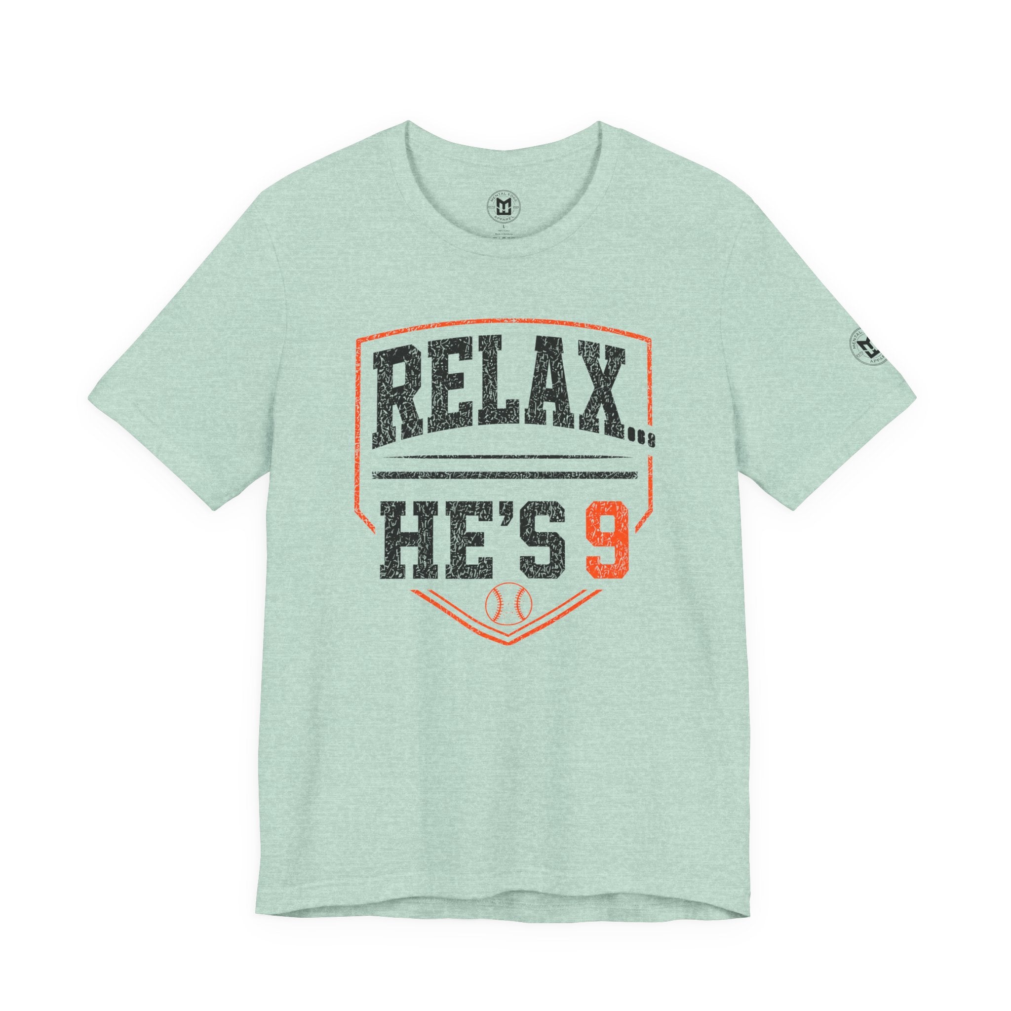 Relax… He's 9 Baseball Parent Tee _ Okstate Orange