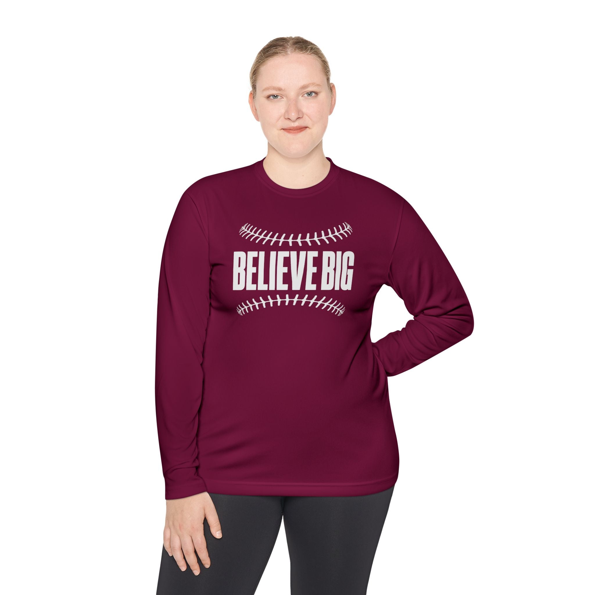 Baseball "Believe Big" Long Sleeve Unisex Tee