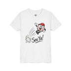 Youth Baseball Tee - 'See Ya!' Cartoon Pitching Ball Graphic