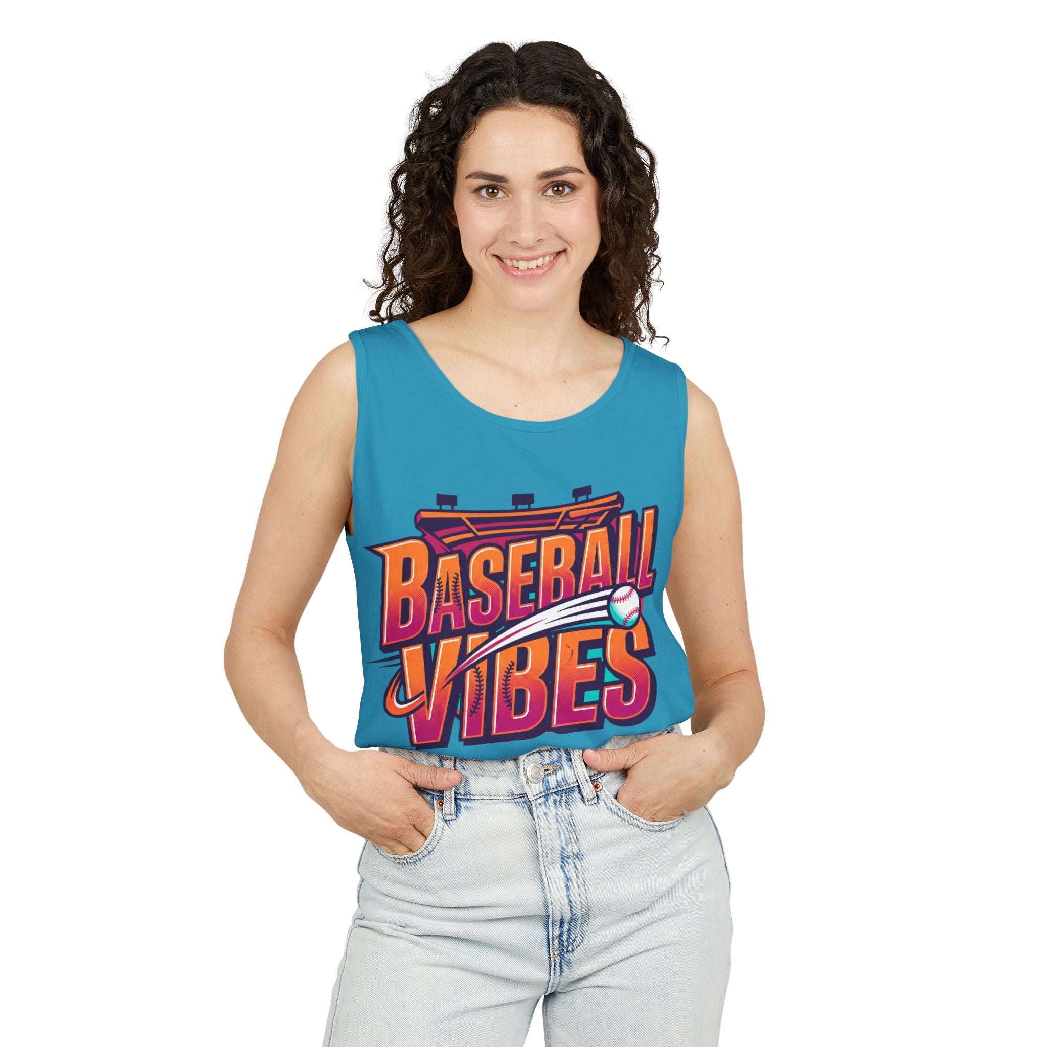 Baseball Vibes Tank Top — Retro Stadium Graphic Baseball Tee