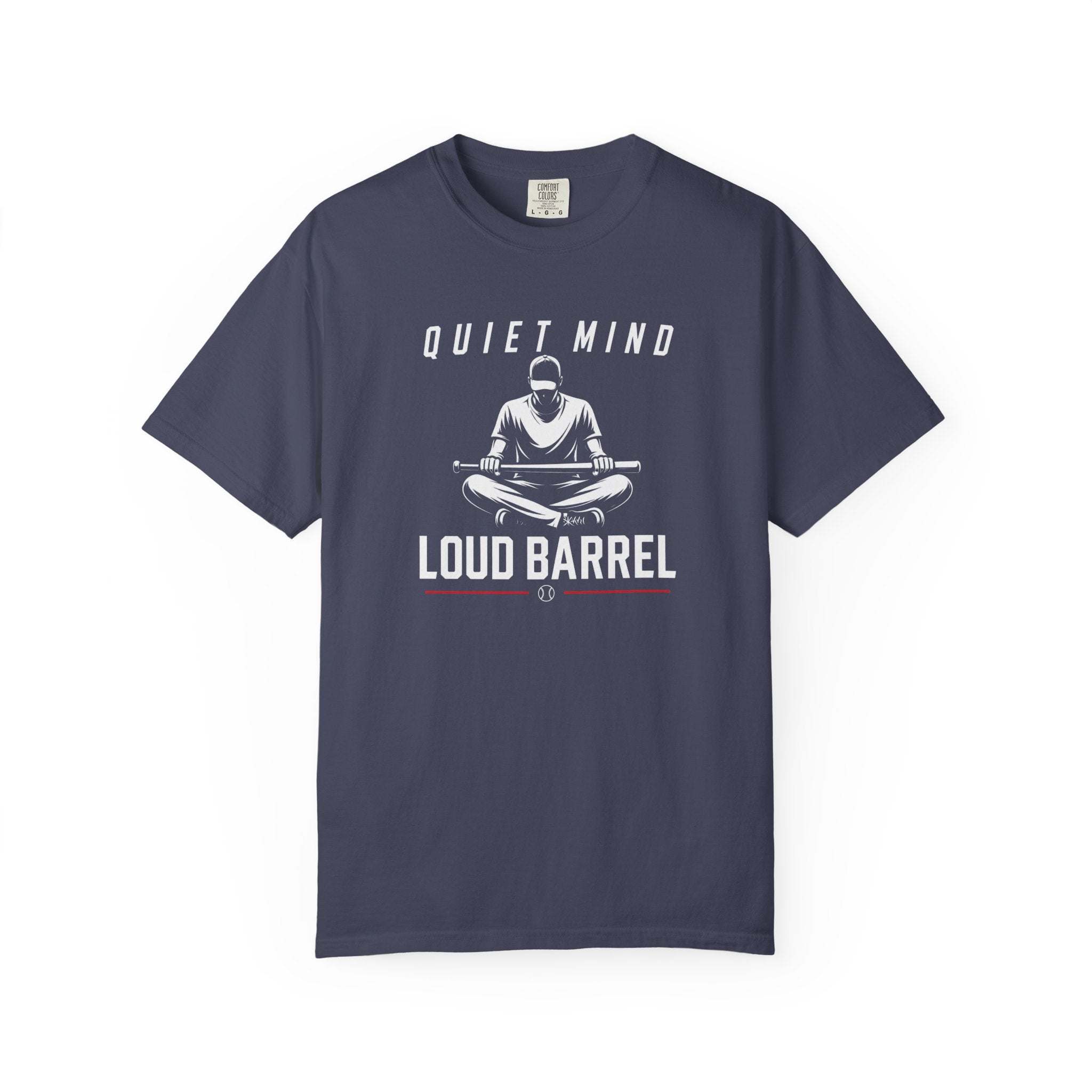 Quiet Mind Loud Barrel T-Shirt — Meditation Baseball Graphic Tee