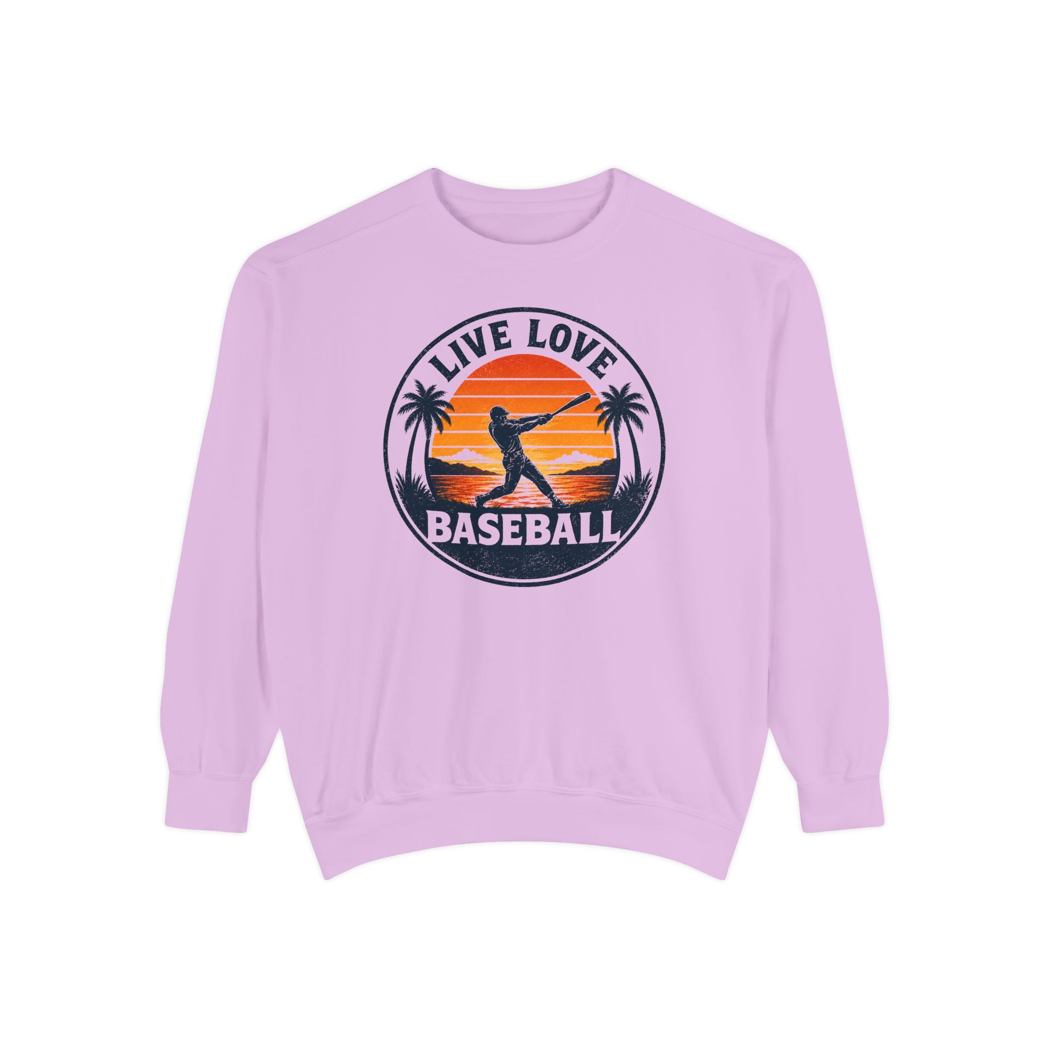 Baseball Unisex Sweatshirt - "Live Love Baseball" Vintage Sunset Crewneck