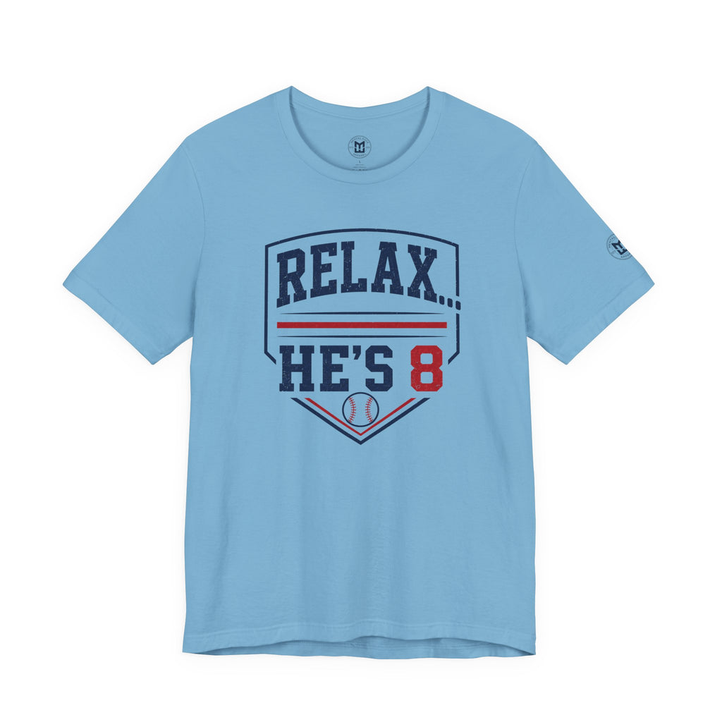 Relax...He's 8 Parents Baseball T-Shirt - Navy Red