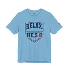 Relax...He's 8 Parents Baseball T-Shirt - Navy Red