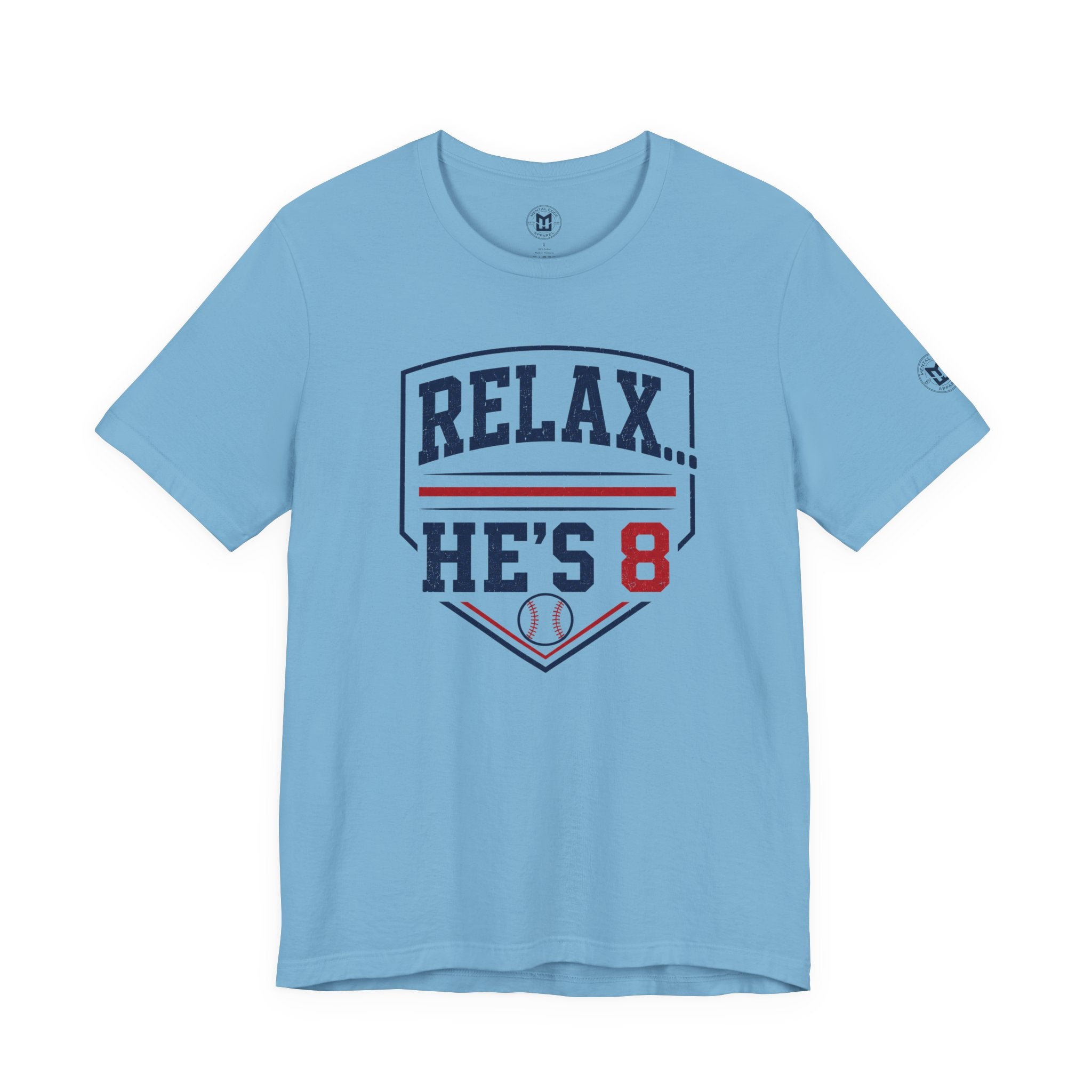 Relax...He's 8 Parents Baseball T-Shirt - Navy Red