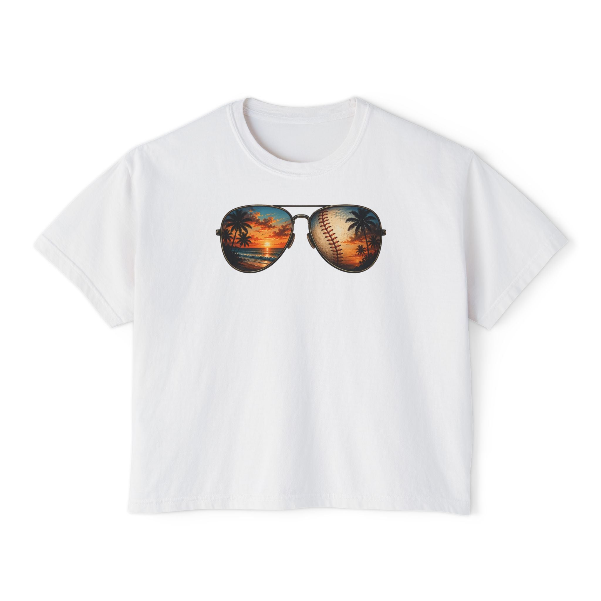 Sunglasses Sunset Baseball Women's Boxy Tee