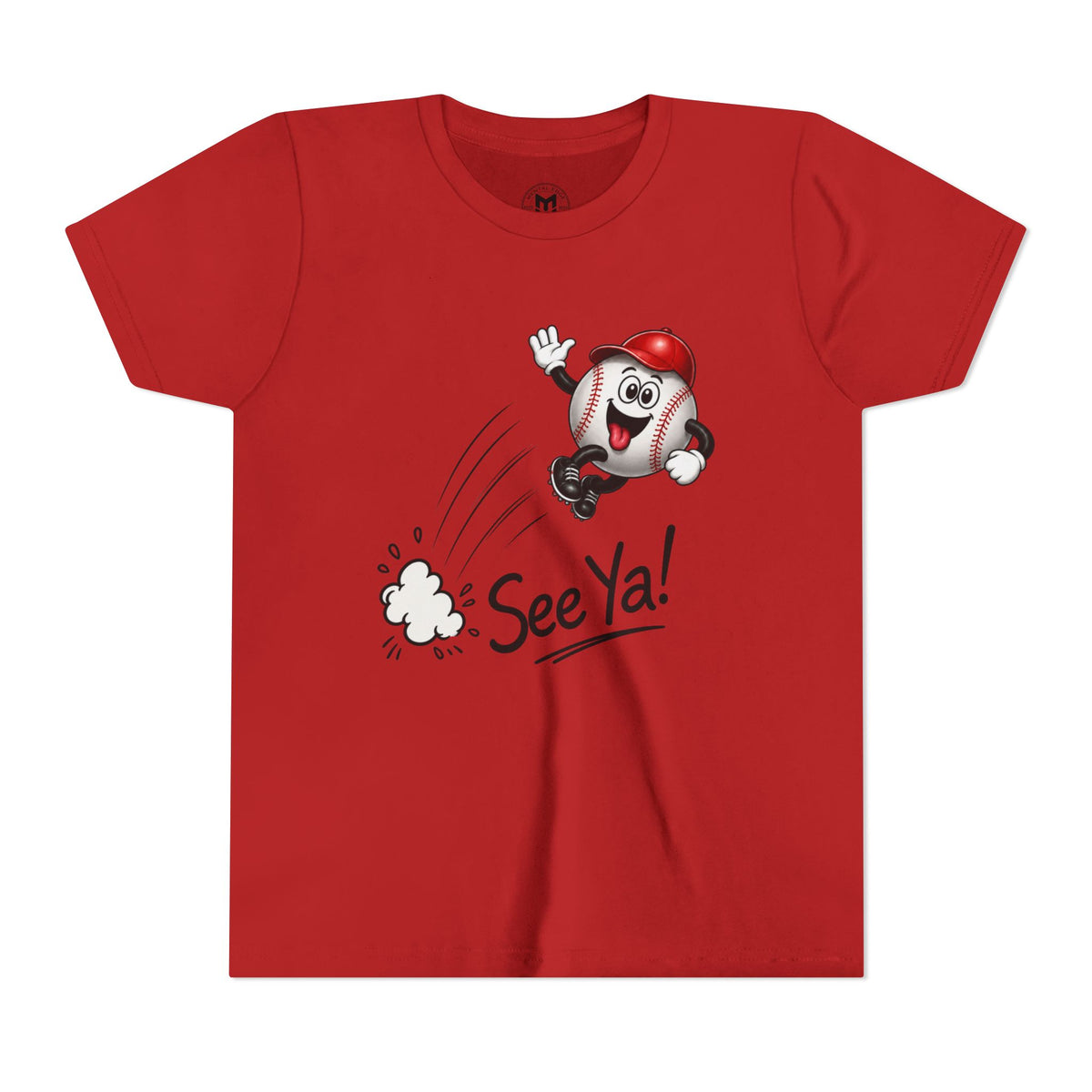 Youth Baseball Tee - 'See Ya!' Cartoon Pitching Ball Graphic