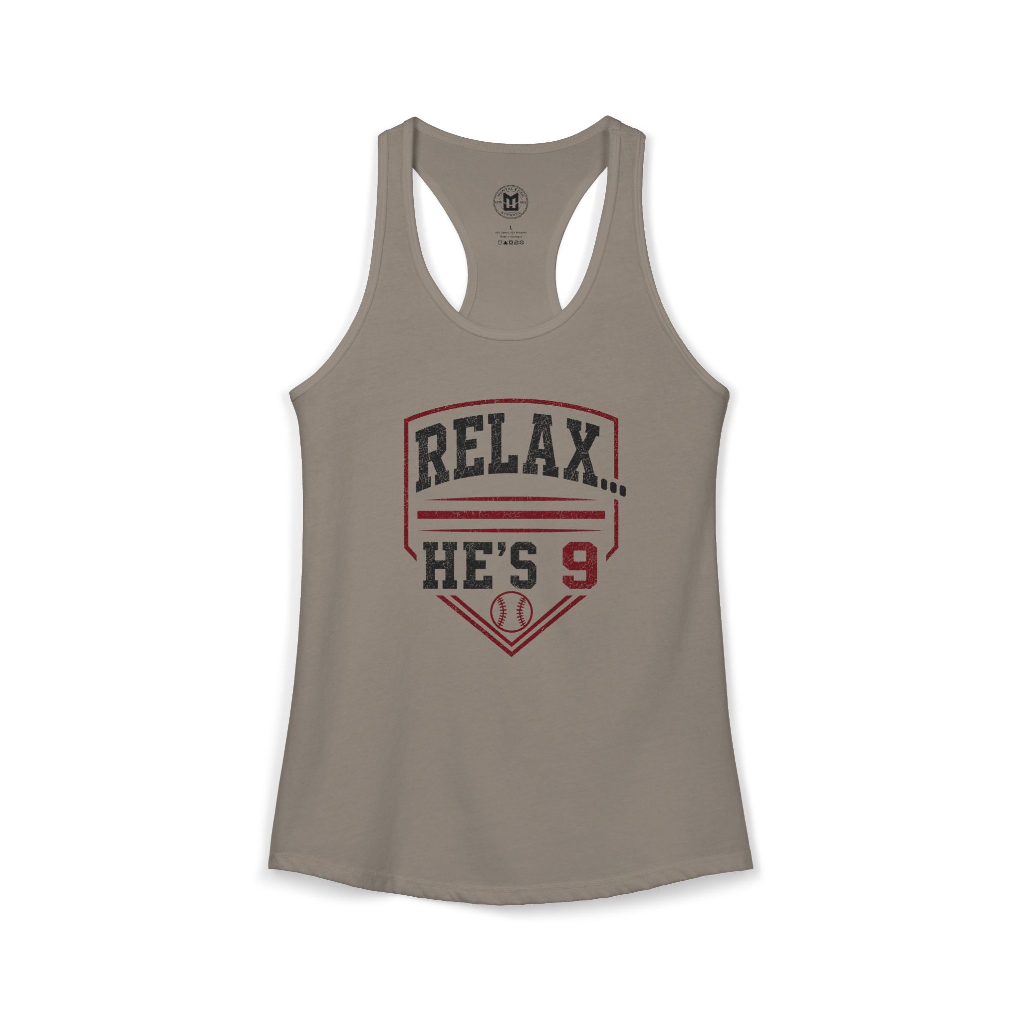 Relax He's 8 Baseball Mom Women's Ideal Racerback Tank