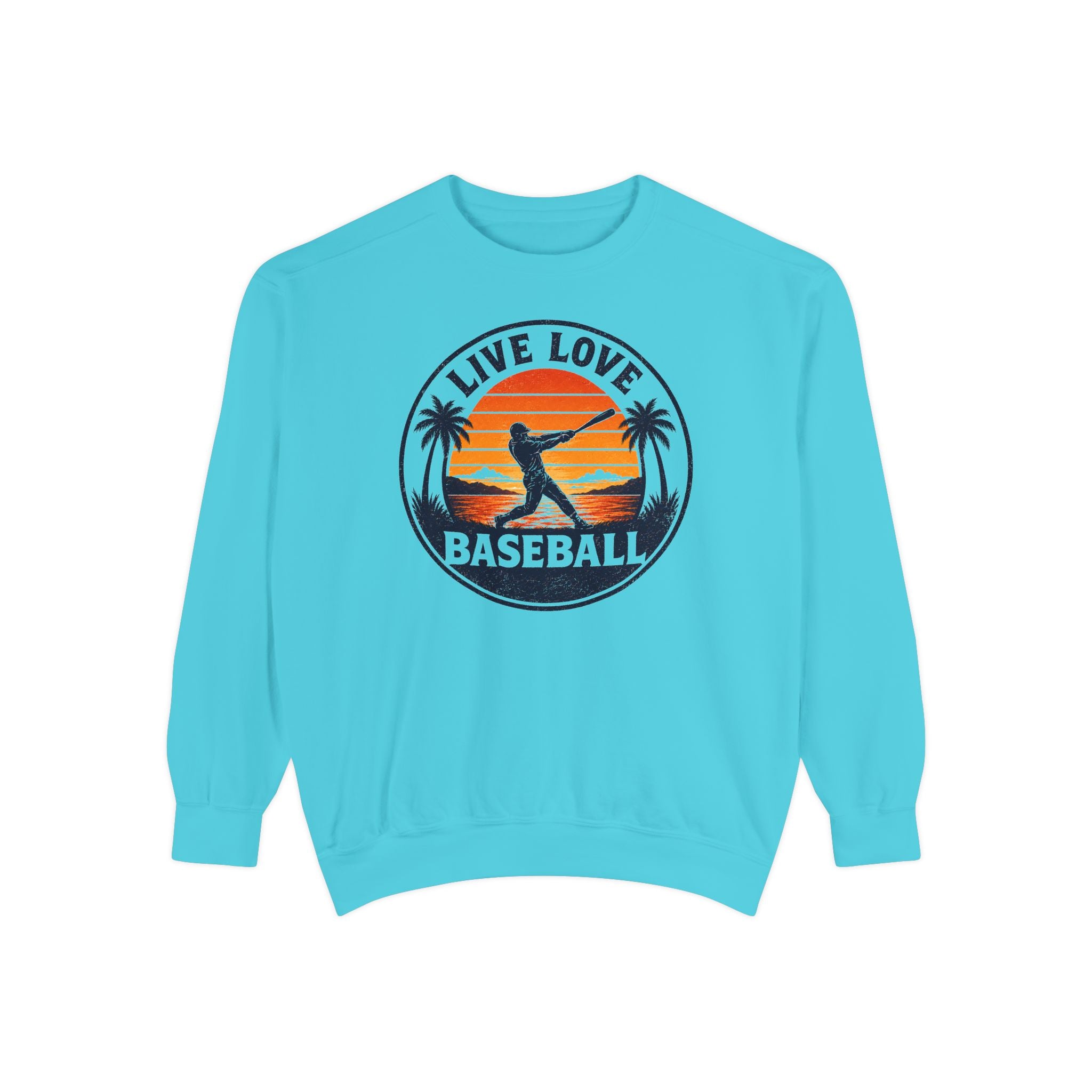 Baseball Unisex Sweatshirt - "Live Love Baseball" Vintage Sunset Crewneck
